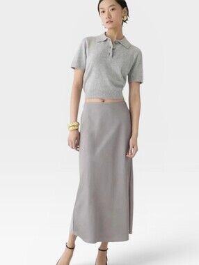 NWT J.CREW Gwyneth Satin Slip Skirt Grey Silver XL TALL